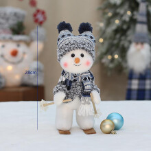 Cute Christmas Blue Fabric Doll, Ski Rocking Snowman Ornament, Compatible with Christmas Tree & Mantel Decor