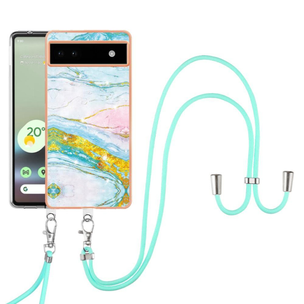 Case For Google Pixel 6A Bumper Anti-Scratch Soft Marble Crossbody Lanyard Strap 9377112393964