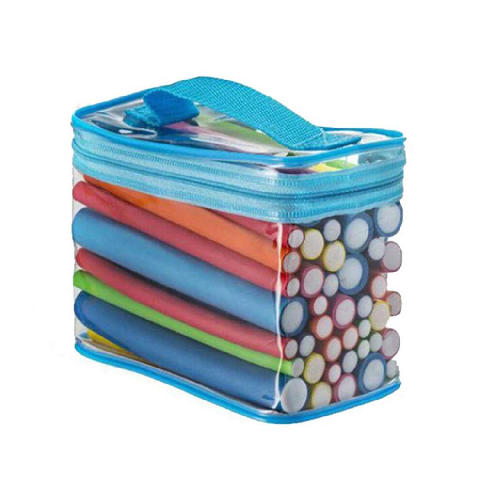Blue 42Pcs No Heat Hair Rollers Set Flexible Curling Rods Multiple Sizes With Storage Bag