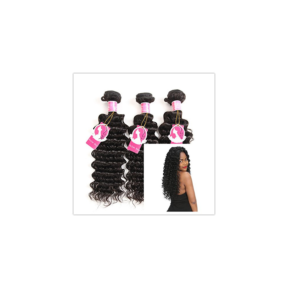 Peruvian Virgin Hair Extensions Deep Wave Bundles 3pcs 18 20 22 Inch Natural Color Remy Weave