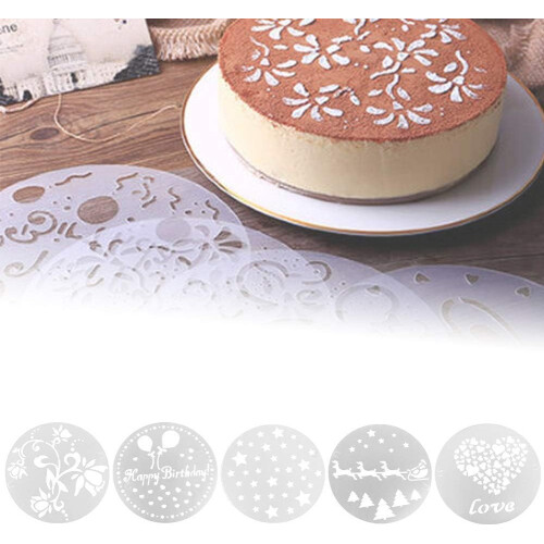Cake Decorating Stencils Set, Reusable Plastic Baking Templates for Wedding and Birthday Cakes 1