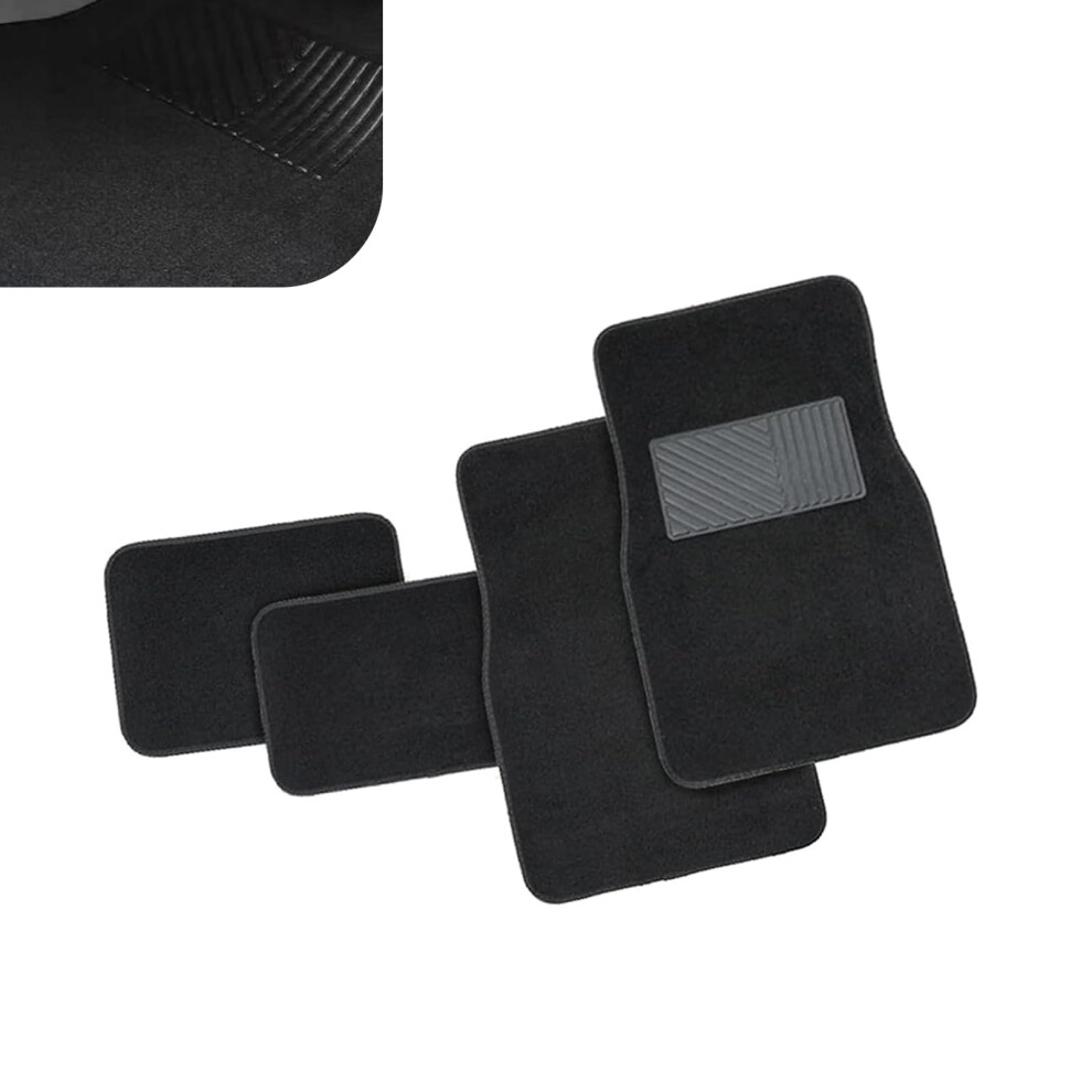 4 Pcs Universal Pvc Car Floor Mats, Antislip And Flame Retardant, Fit Most Cars And Suvs, Black 9455672647403