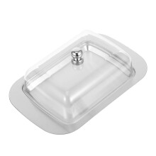 Butter Dish with Lid Stainless Steel Kitchen Container Keeps Food Fresh Clear Cover for Home
