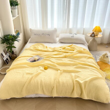 Cotton Throw Blanket 45x60 Inch Soft Lightweight Breathable Waffle Weave for Couch and Bed Yellow