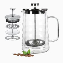 French Press Coffee Maker 22oz DoubleWall Borosilicate Glass with Stainless Steel Filter for Tea and Coffee
