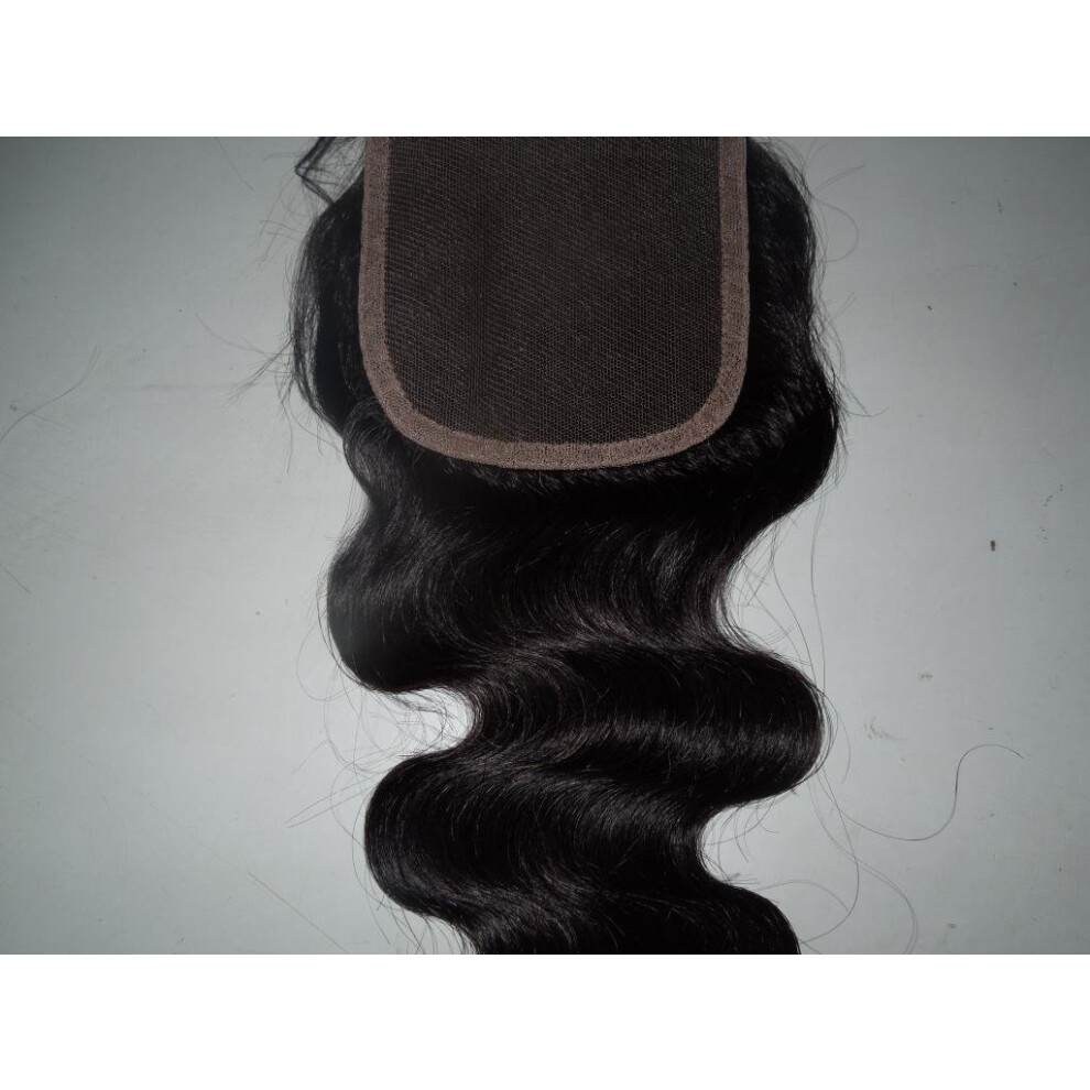 Unisex 12' Mongolian Virgin Remy Hair Lace Front Closure 5X5 Body Wave #1B Natural Scalp