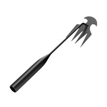 Garden Hand Weeder 4 Teeth Manganese Steel Manual Weed Puller with Ergonomic Long Handle 40cm