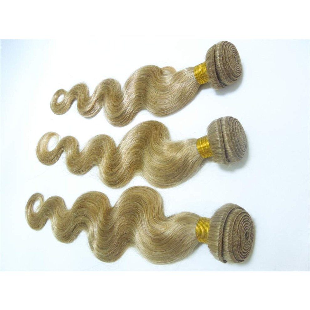 Unisex Brazilian Human Hair Extensions Blonde Body Wave Bundles 300G Weft 1028 Inch Virgin Hair