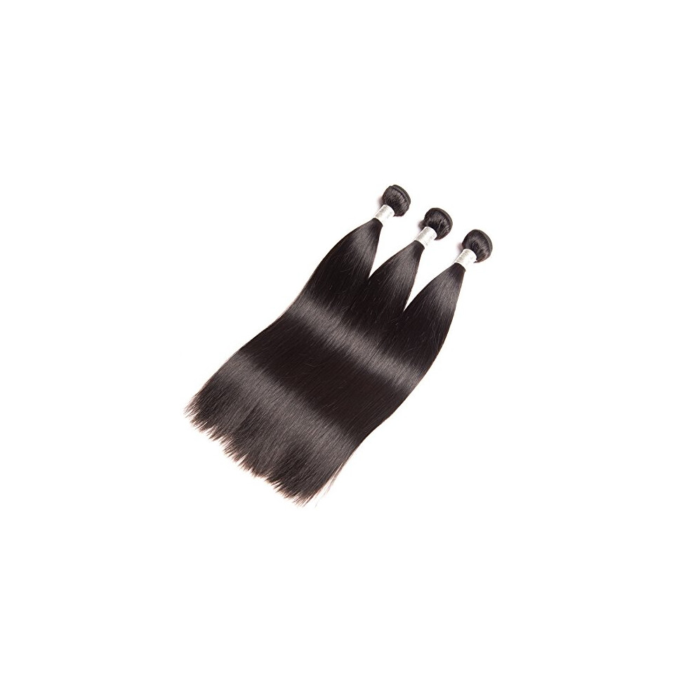 Philippines Virgin Remy Human Hair Bundles Silk Straight Weave 12in Natural Color 3pcs 300g