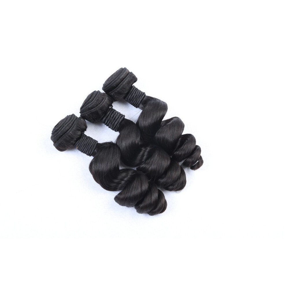 Unisex Brazilian Human Hair Bundles Loose Wave 3Pcs 24In Natural Color Virgin Weft Dyeable 300G