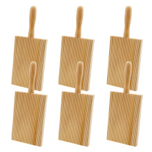 6 Pcs Wooden Gnocchi Board with Handle, Ridged Pasta Making Tools for Dumplings and Macaroni
