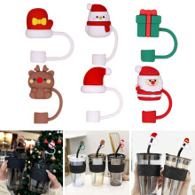 Hariumiu 6Pcs Christmas Straw Hat 10mm Dustproof Xmas Style Vibrant Color Create Atmosphere Universal Straw Dust Plugs