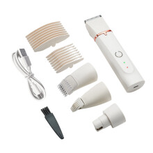 4 in 1 Low Noise Dog Grooming Clippers Kit, Rechargeable Pet Hair & Paw Trimmer, Nail Grinder for Small to Medium Pets