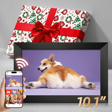 Christmas Gift Box - 10.1" WiFi Digital Picture Frame, 32GB, Wall Mountable, Auto-Rotate, HD IPS Display, Easy Photo Sharing via FRAMEO