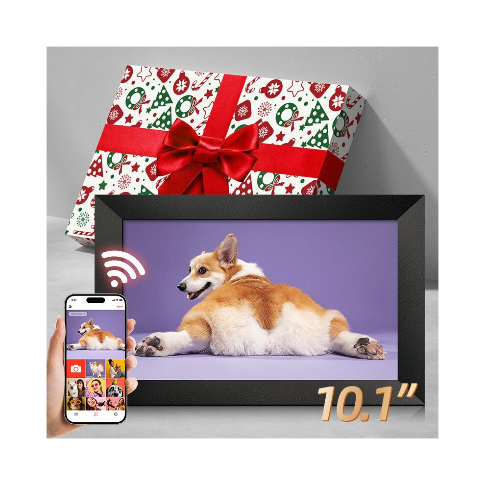Christmas Gift Box - 10.1" Wifi Digital Picture Frame, 32Gb, Wall Mountable, Auto-Rotate, Hd Ips Display, Easy Photo Sharing Via Frameo 9027700390294