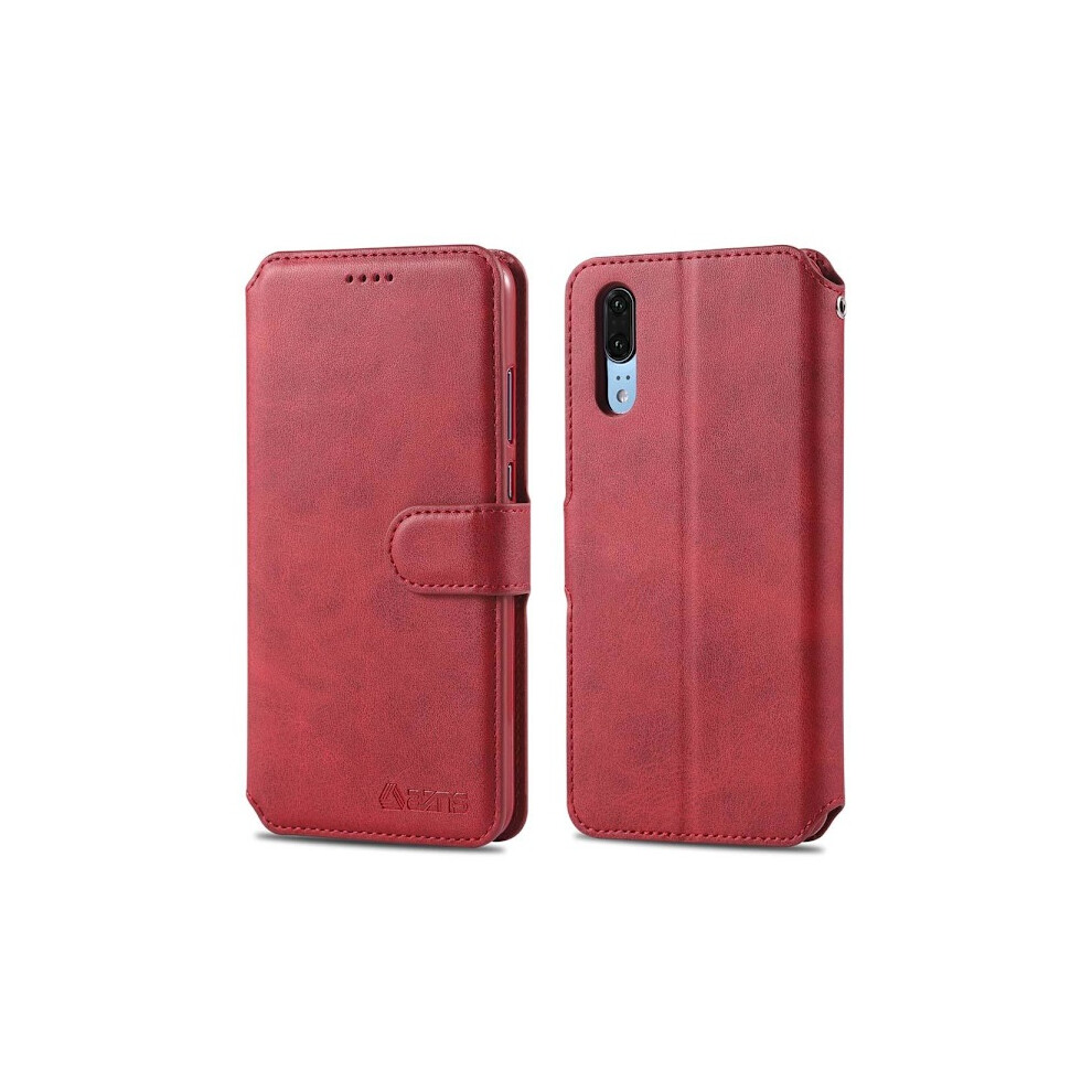 Compatible With Huawei P20 Pro - Stylish Shockproof Wallet Case Red 9027700391895
