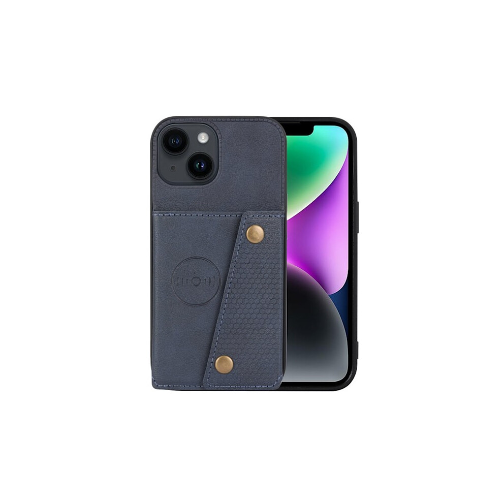 Compatible With Iphone 15 - Luxury Retro Leather Wallet Case 4-Card Slots Navy Blue 9027700391864