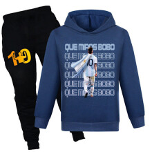Kids Boy Girl Messi Football Soccer Hoodies Tracksuit Set Pants Sweater Outfits Navy blue 160cm