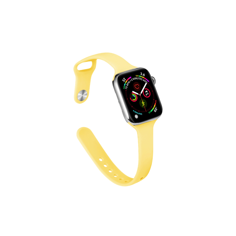 Fits Compatible With Apple Watchwith Apple Watch 38/40/41, 42/44/45/49Mm Ultra-Thin Modern Silicone Strap, Slim Bracelet 38/40/41Mm Yellow 9027700392069