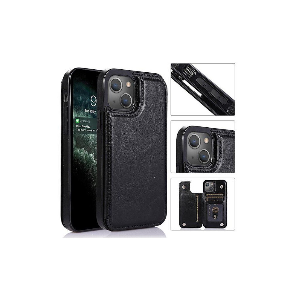 Compatible With Iphone 13 - Stylish Practical Case With Card Holder Black 9027700391925