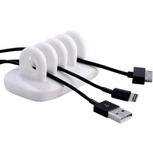 Cable Clip Holder Weighted Desktop Cord Management Fixture (White)
