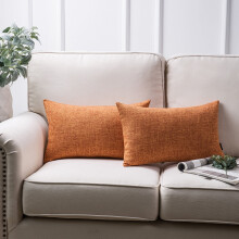 Phantoscope 20" x 12" Farmhouse, Rustic, Traditional Orange Texture Polyester Throw Pillow , ( 2 Count)