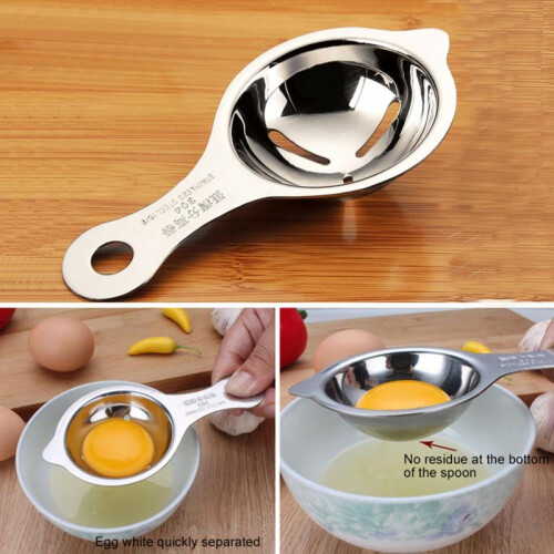 Prettyui Stainless Steel Egg Separator Egg Yolk White Separator Filter Long Handle Egg Divider Baking Cooking Egg Tools Kitchen Gadgets 2