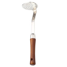 Stainless Steel Potato Masher with Wooden Handle for Fast Even Mashing Fruits and Vegetables