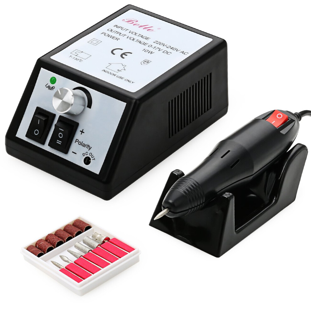 Black 20000Rpm Electric Nail Drill For Acrylic And Gel Nails With Bits, Variable Speed, 110V