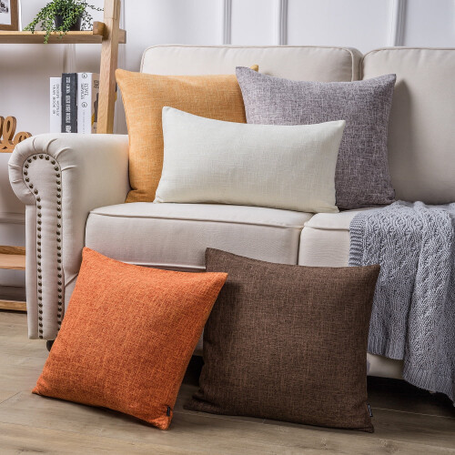 Phantoscope 20" x 12" Farmhouse, Rustic, Traditional Orange Texture Polyester Throw Pillow , ( 2 Count) 1