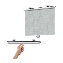 Blackout Roller Shades with Suction Cups, Retractable Window Blinds, Silver 27x49in Adjustable