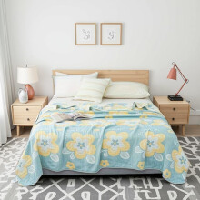 6 Layer Cotton Muslin Cooling Blanket Soft Breathable Reversible Throw for Adults Twin 60x80 Sunflower Green