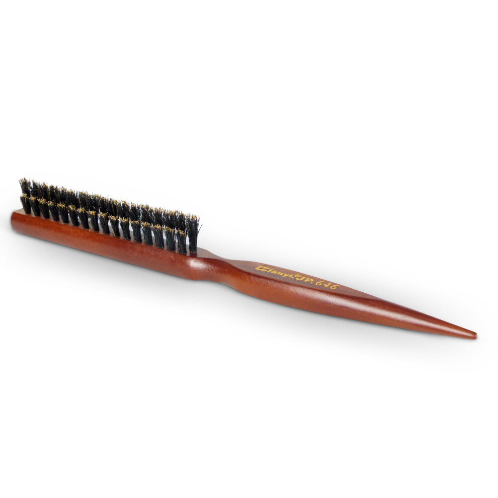Boar Bristle Teasing Brush with ThreeRow Bristles, Volume Lift and Precision Sectioning Handle