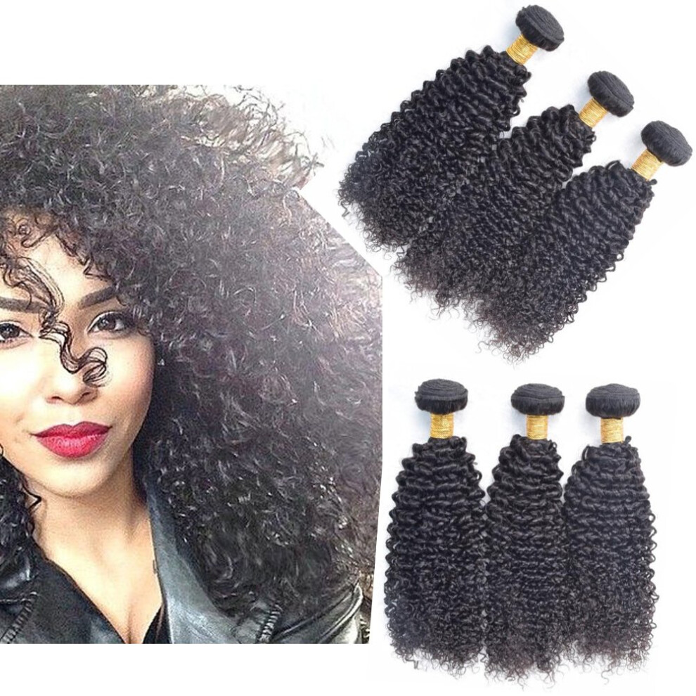 Brazilian Curly Hair Extensions 3 Bundles Virgin Human Hair Weave 12 12 14 Inches Tangle