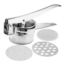 Stainless Steel Potato Ricer and Masher with Fine Mashing Holes, Easy Clean MultiUse Kitchen Tool