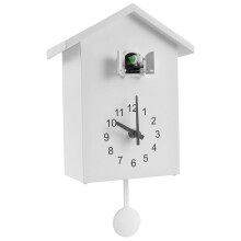 Modern Cuckoo Clock with Working Bird, Battery Operated Minimalist Design for Home or Office Decor