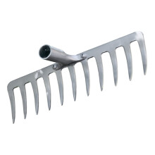 11 Teeth Heavy Duty Steel Garden Rake with Ergonomic Handle for Soil Tilling and Landscaping
