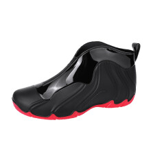 Men Waterproof Rain Boots with NonSlip Durable Soles for Outdoor Garden, Black and Red, Size 7
