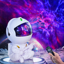 Astronaut Galaxy Projector Star Lamp Astronaut Lamp Galaxy Star Projector Night Light LED Lamp with Timer Remote Control (White) White