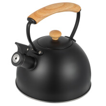 1pc Wood Handle Stainless Steel Whistling Kettle Tea Kettle for Home (Black)
