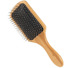 Keratin Oil Infused Wooden Paddle Hair Brush with Metal Pins for Detangling and Scalp Massage