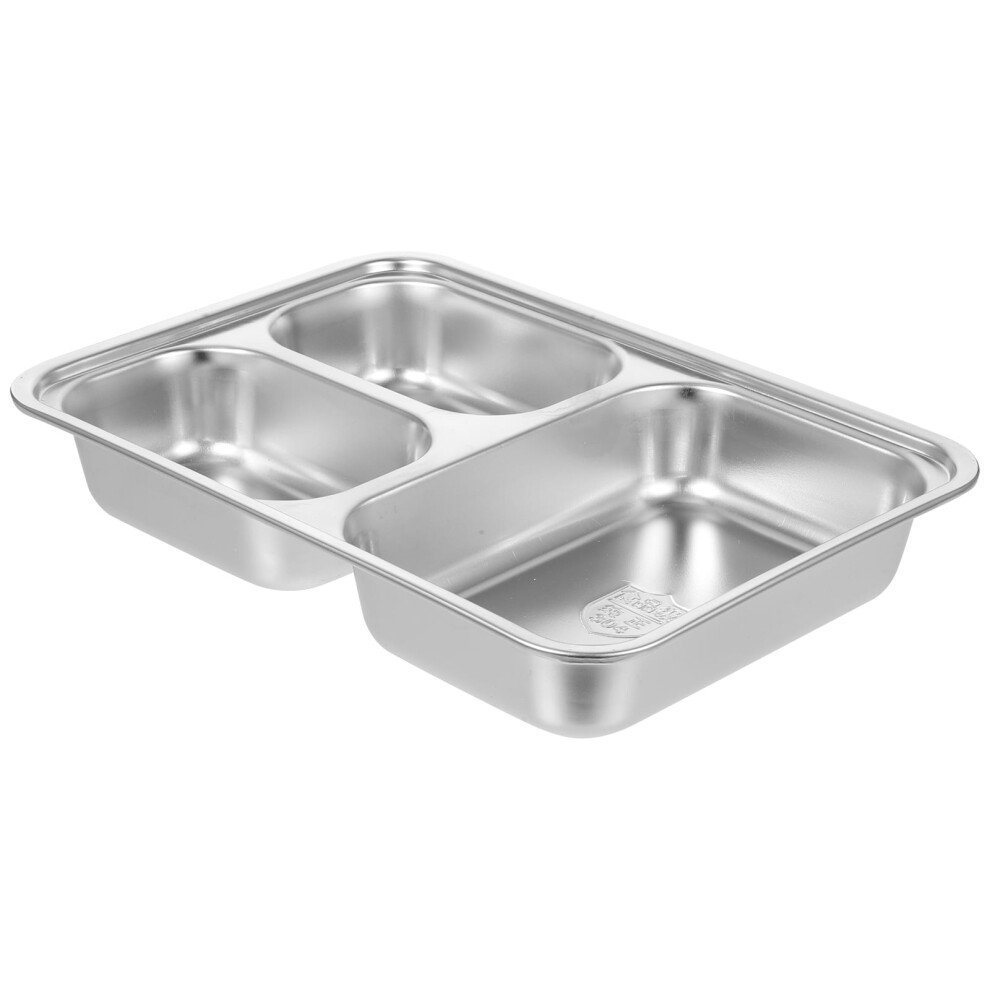 Stainless Steel Dinner Plate Food Tray Kitchen Divided Plates Toddler Baby Serving with Cover 304