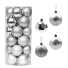 Viflosae 8CM Christmas Decorative Balls, 24pcs Electroplated Plastic Hanging Ornaments for Tree, Ceiling, compatible with Xmas & Black Friday Decor