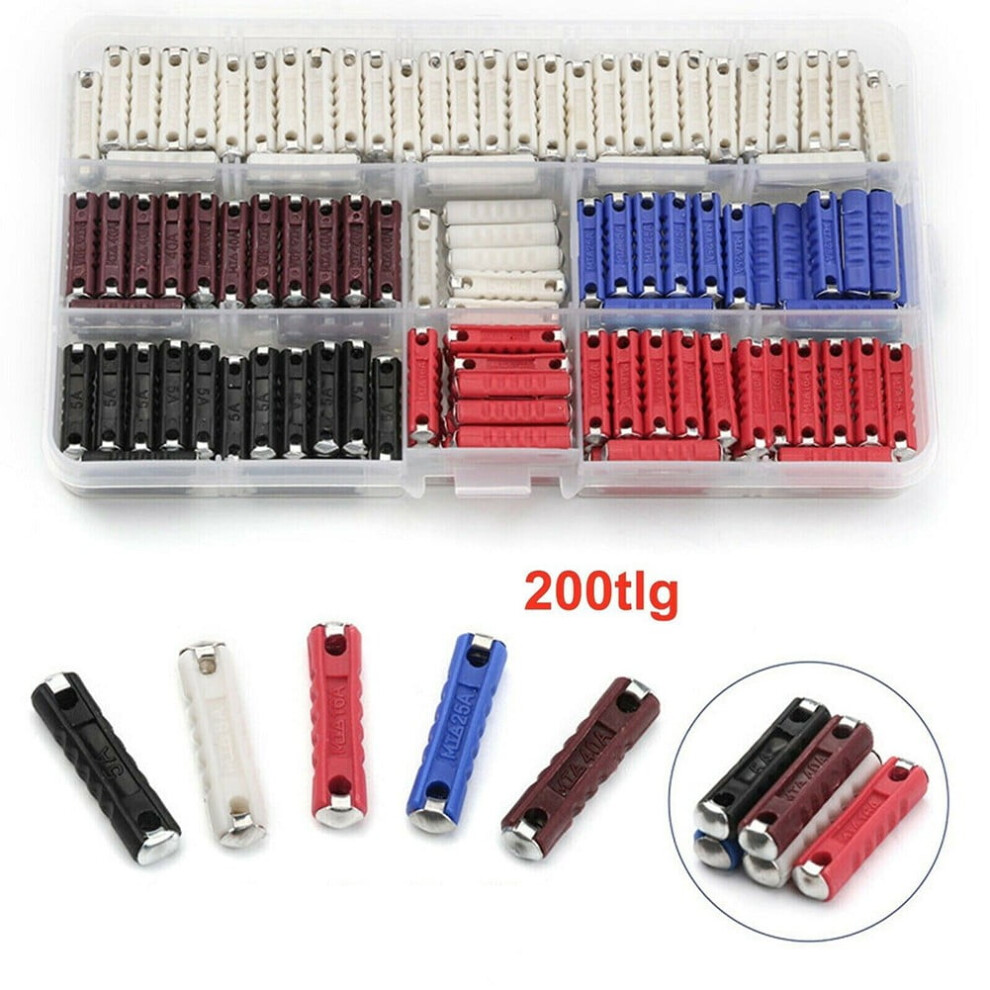 200Pcs Plastic Continental Car Fuse Torpedo Fuses Kit 5A 8A 16A 25A 40Amp Set Kd 9377112403786