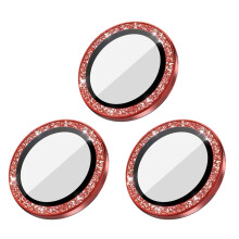 Bluethy 1 Set Lens Tempered Films with Rhinestones, Anti-Scratch, Explosion-Proof 3D Camera Protector for compatible with iPhone 14 13 Pro Plus Pro