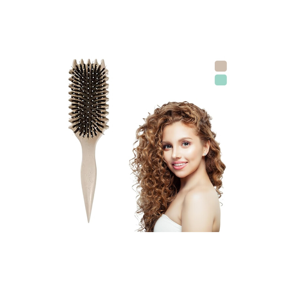 Beige Curl Defining Brush, Boar Bristle Brush For Curly Hair