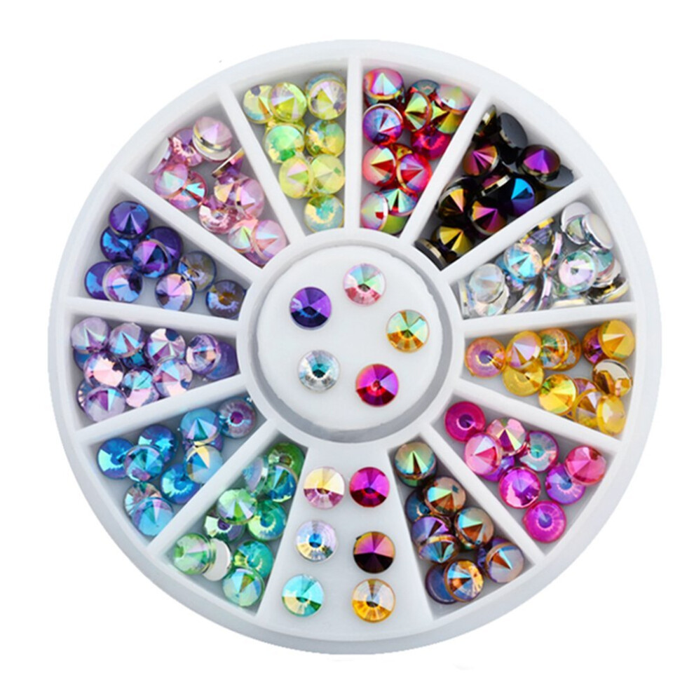 Nail Art Decoration Wheel with 5mm Colorful Rhinestones for DIY Manicure and Vibrant Accent