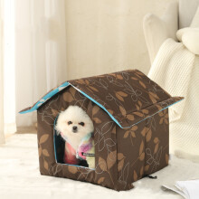 Stray cat house cat nest outdoor cat and dog house pet nest pad cage removable and washable tent pet house, brown