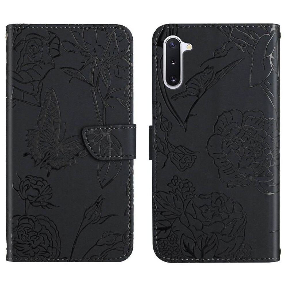 Case For Compatible With Samsung Galaxy Note 10, Wrist Strap, Shockproof Pu Leather Flip Cover, Flowers & Butterflies, Anti-Drop Protection 9027700398450
