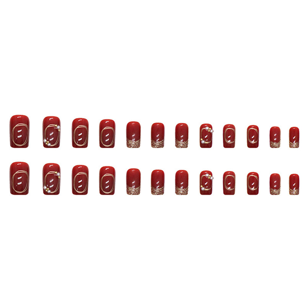(13.3cm*6.7cm*1.5cm, Red) Red Press on Nails Fake Nails with Rhinestones Full Cover Stick on Nails Artificial Nails Glue on Nails for Women